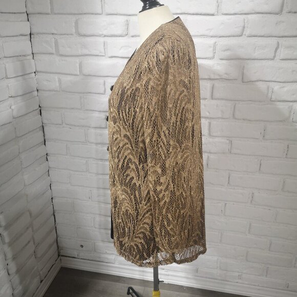 Vintage Tradition Ladies Size 16 Gold & Black Made in Canada Button Front Tunic - Picture 6 of 9